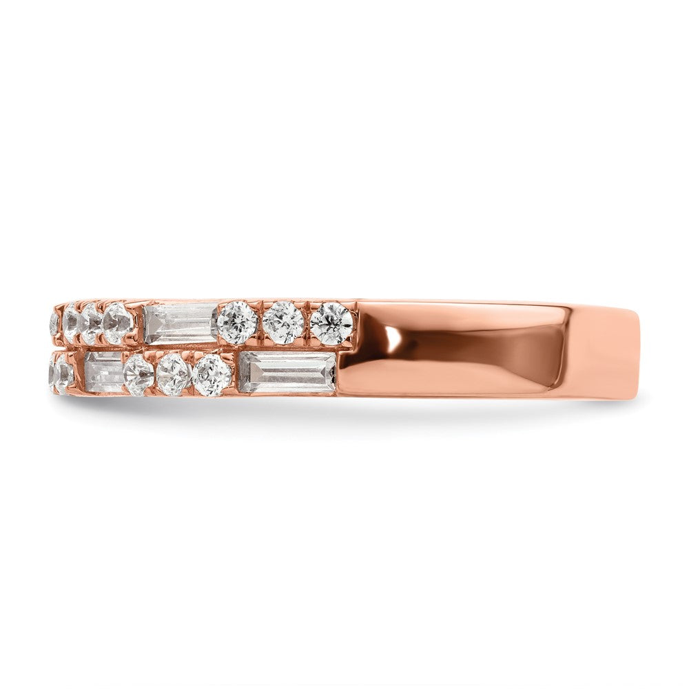Exclusive 14K Rose Gold 1 Carat Round & Baguette Diamond Wedding Band - Stylish Value