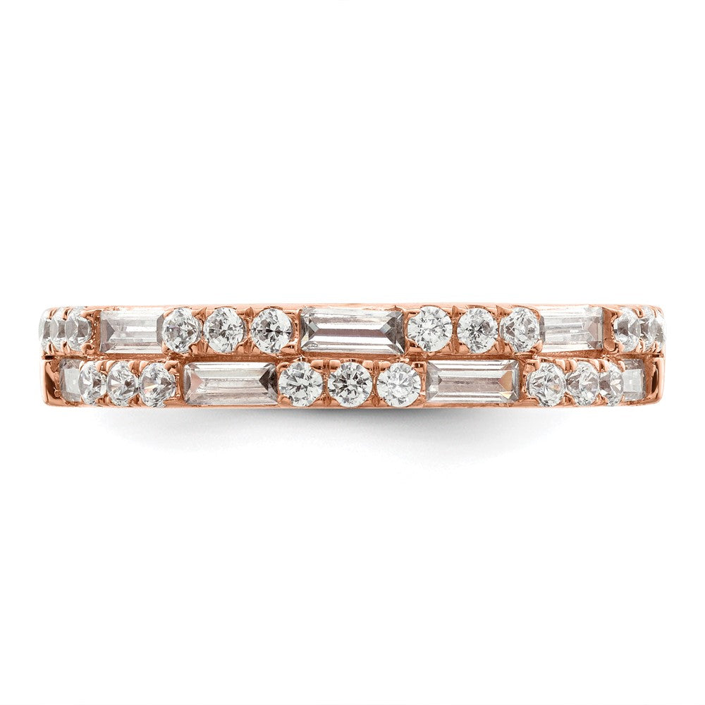 Exclusive 14K Rose Gold 1 Carat Round & Baguette Diamond Wedding Band - Stylish Value