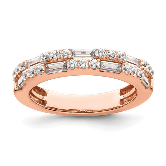 Exclusive 14K Rose Gold 1 Carat Round & Baguette Diamond Wedding Band - Stylish Value