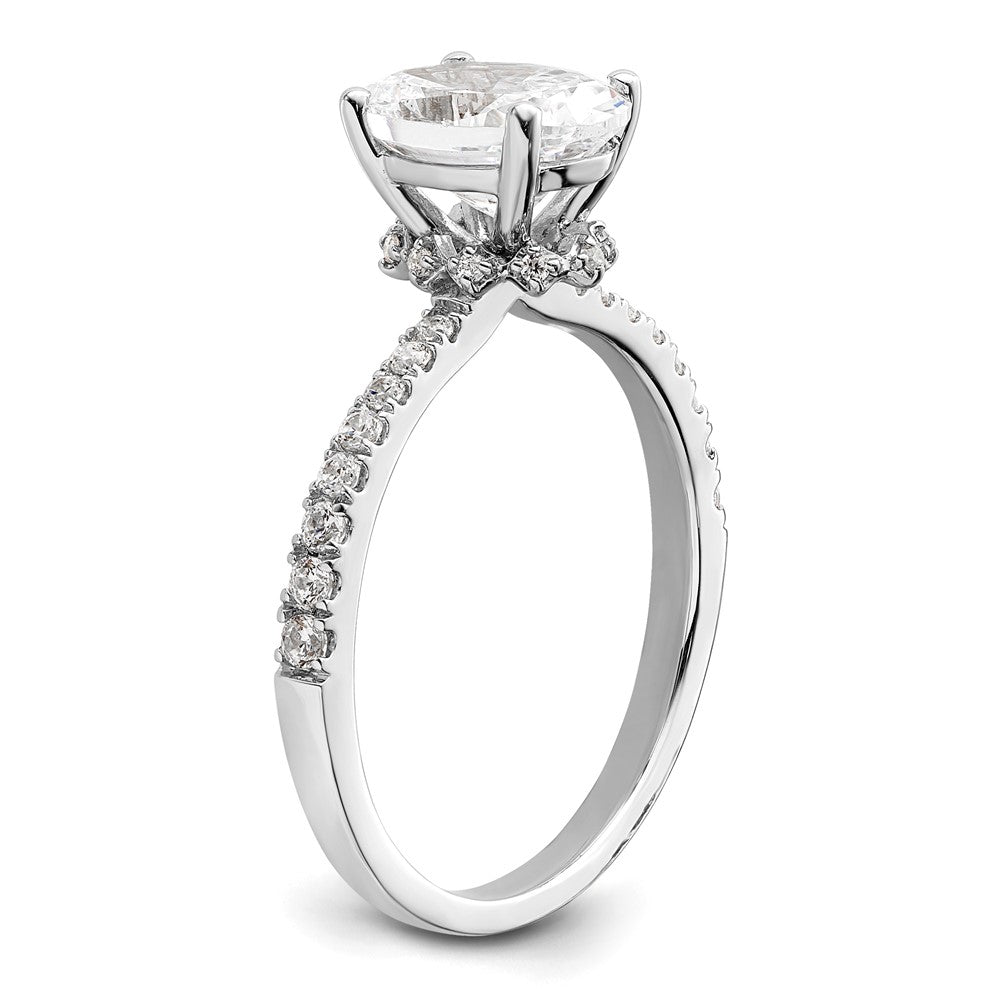 High-Quality 14K White Gold Semi-Mount Engagement Ring for 1.5 Carat Oval