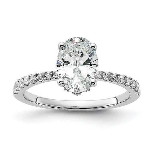 High-Quality 14K White Gold Semi-Mount Engagement Ring for 1.5 Carat Oval