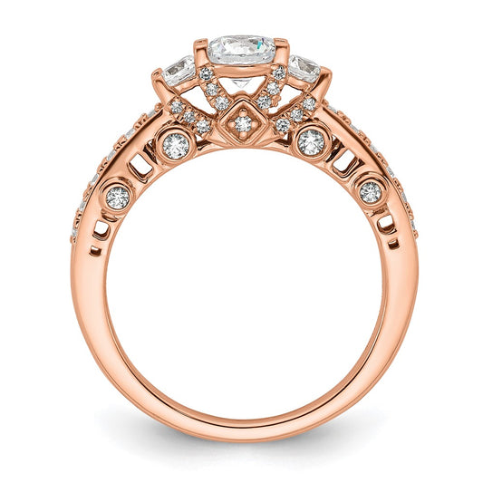 Buy Stylish 14K Rose Gold Three-Stone Diamond Semi-Mount Engagement Ring