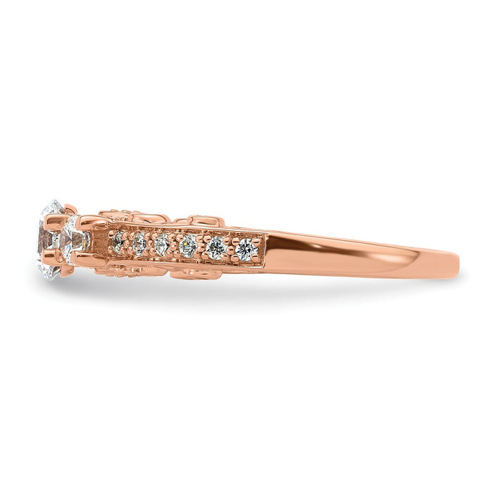Buy Stylish 14K Rose Gold Three-Stone Diamond Semi-Mount Engagement Ring-3