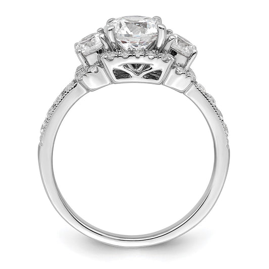 Buy Stylish 14K White Gold 3-Stone Halo Semi-Mount Engagement Ring, 1 Carat