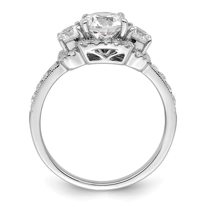 Buy Stylish 14K White Gold 3-Stone Halo Semi-Mount Engagement Ring, 1 Carat-2