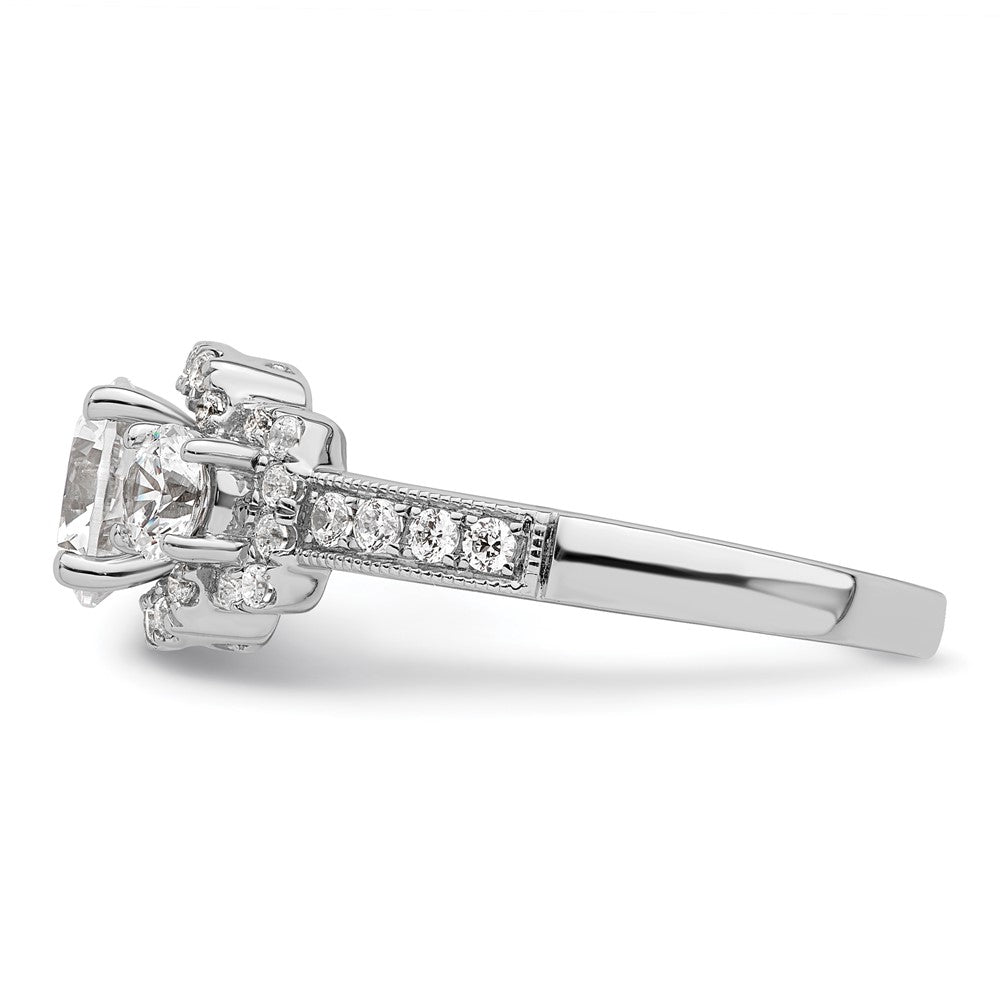 Buy Stylish 14K White Gold 3-Stone Halo Semi-Mount Engagement Ring, 1 Carat