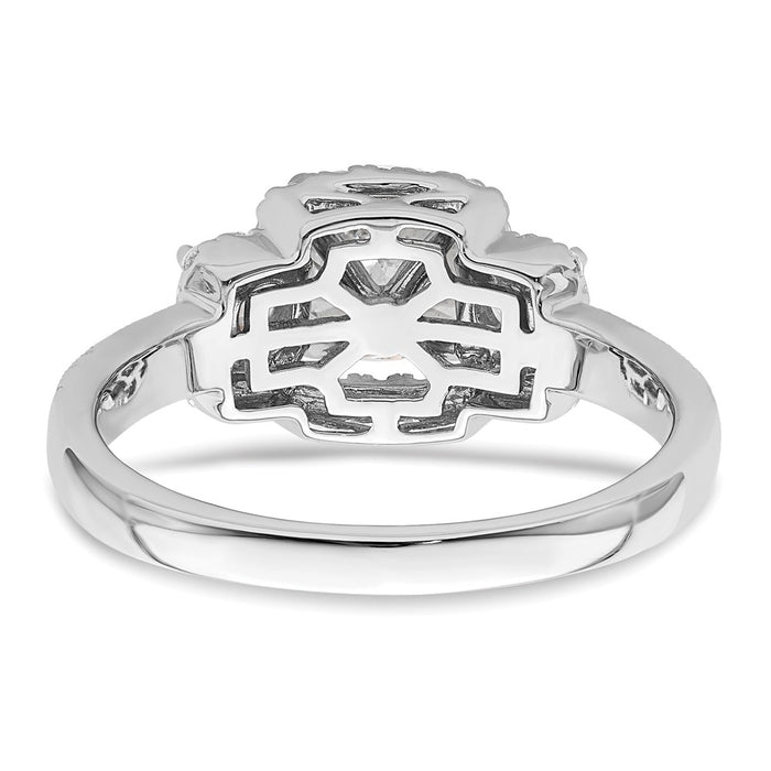 Buy Stylish 14K White Gold 3-Stone Halo Semi-Mount Engagement Ring, 1 Carat-5
