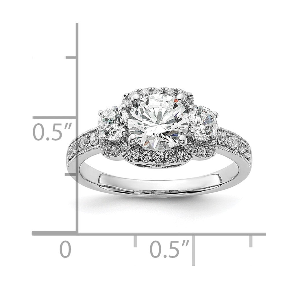 Buy Stylish 14K White Gold 3-Stone Halo Semi-Mount Engagement Ring, 1 Carat