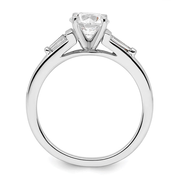 14K White Gold Semi-Mount Engagement Ring with Baguette Diamonds