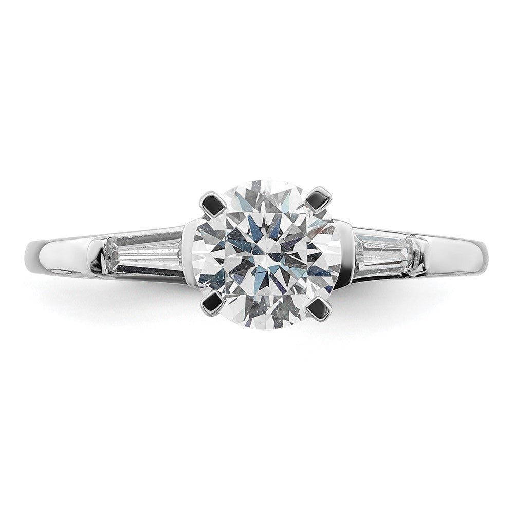 High-Quality 14K White Gold Semi-Mount Engagement Ring with Baguette Diamonds