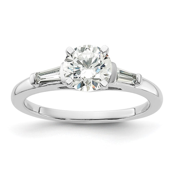 14K White Gold Semi-Mount Engagement Ring with Baguette Diamonds
