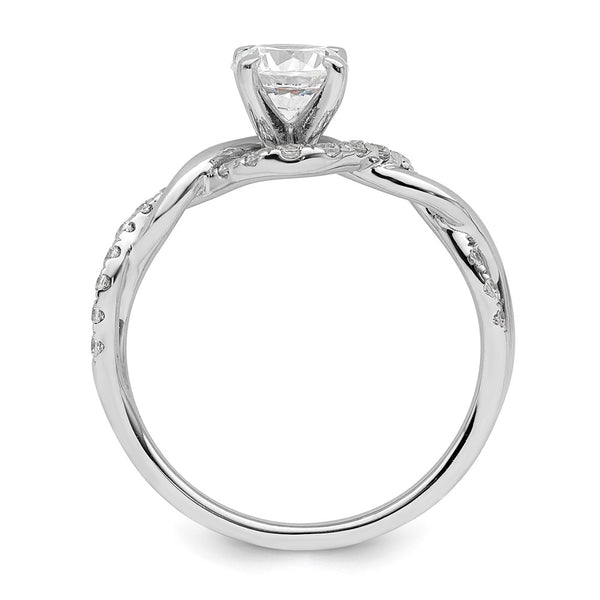 14K White Gold Twisted Semi-Mount Ring for 5/8 Carat Stone - 1/4 Carat Diamonds