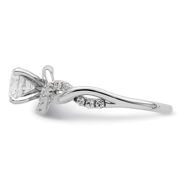 Exclusive 14K White Gold Twisted Semi-Mount Ring for 5/8 Carat Stone - Stylish Design with 1/4 Carat Diamonds-3