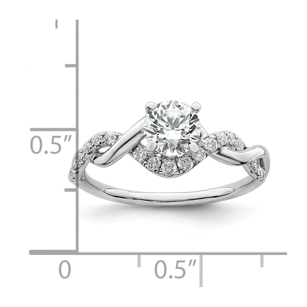 Exclusive 14K White Gold Twisted Semi-Mount Ring for 5/8 Carat Stone - Stylish Design with 1/4 Carat Diamonds