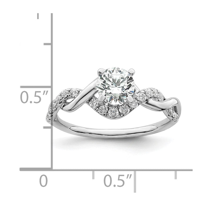 Exclusive 14K White Gold Twisted Semi-Mount Ring for 5/8 Carat Stone - Stylish Design with 1/4 Carat Diamonds-7