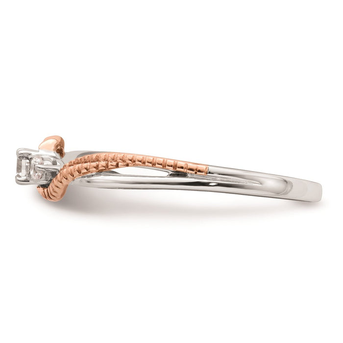 Designer 14K White & Rose Gold 3-Stone Engagement Ring - 1/8 Carat Diamonds, Affordable Price-3