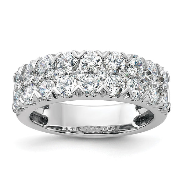 14K White Gold Double Row Band with 2 Carat Lab-Grown Diamond