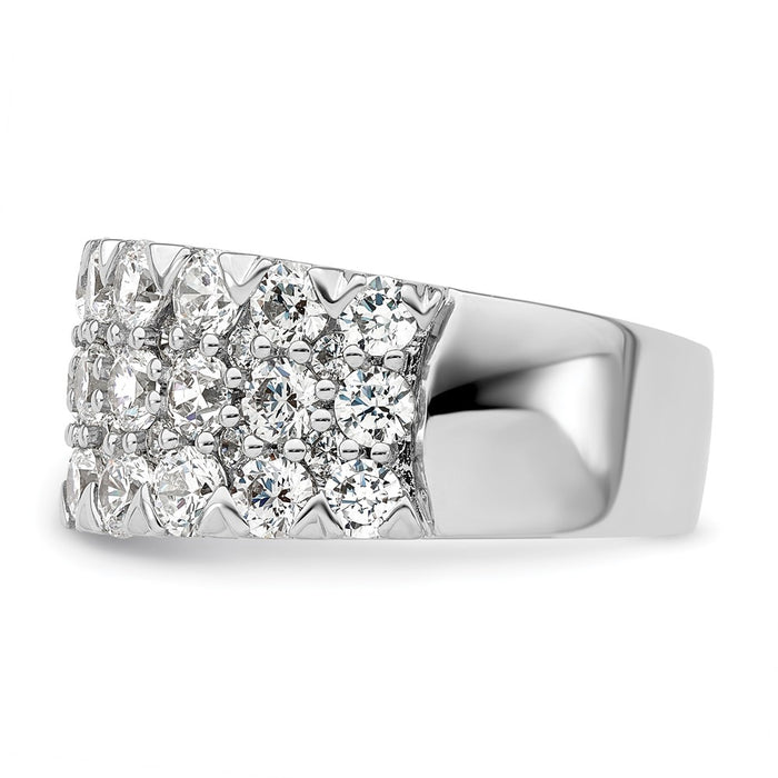 Buy 14K White Gold Triple Row Band with 3 Carat Lab Grown Diamond - Luxury Style-3