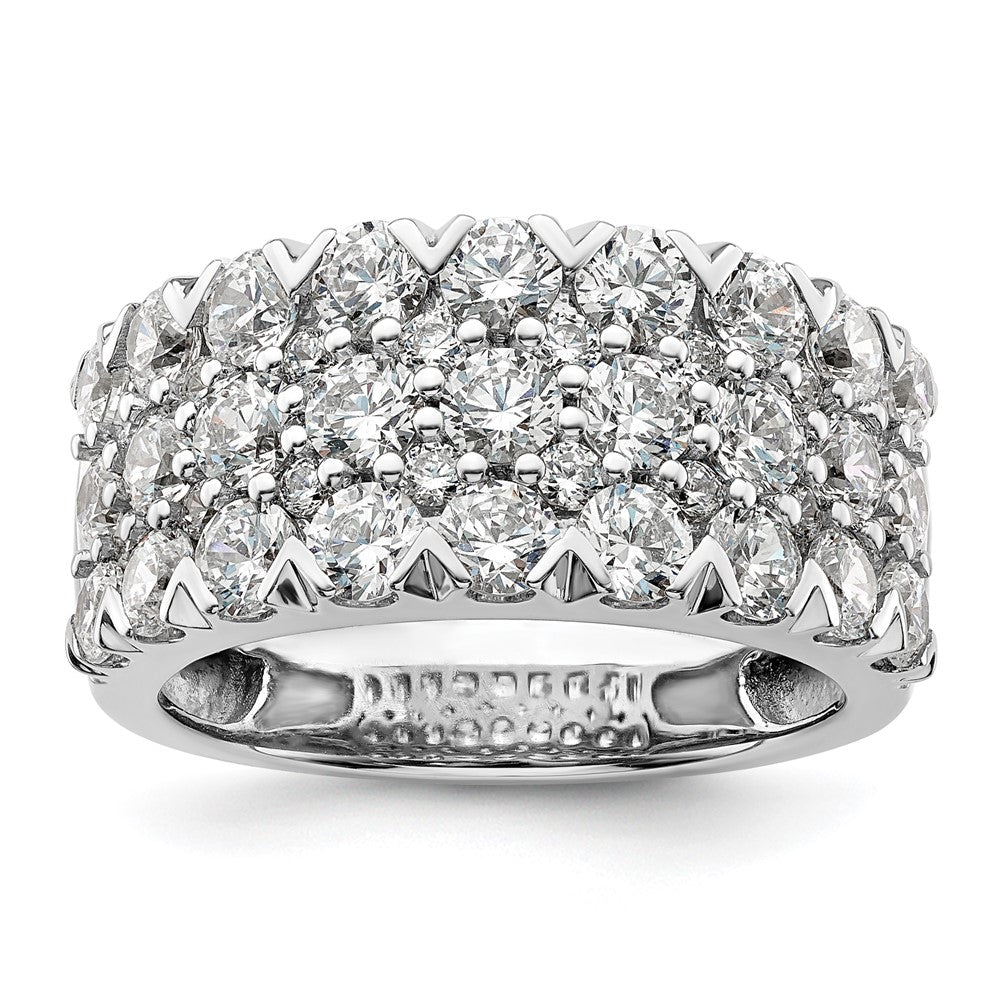 Buy 14K White Gold Triple Row Band with 3 Carat Lab Grown Diamond - Luxury Style