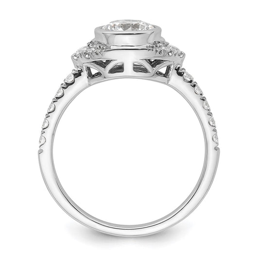 Buy 14K White Gold Halo Engagement Ring - 1 Carat Round Bezel, Stylish Value!