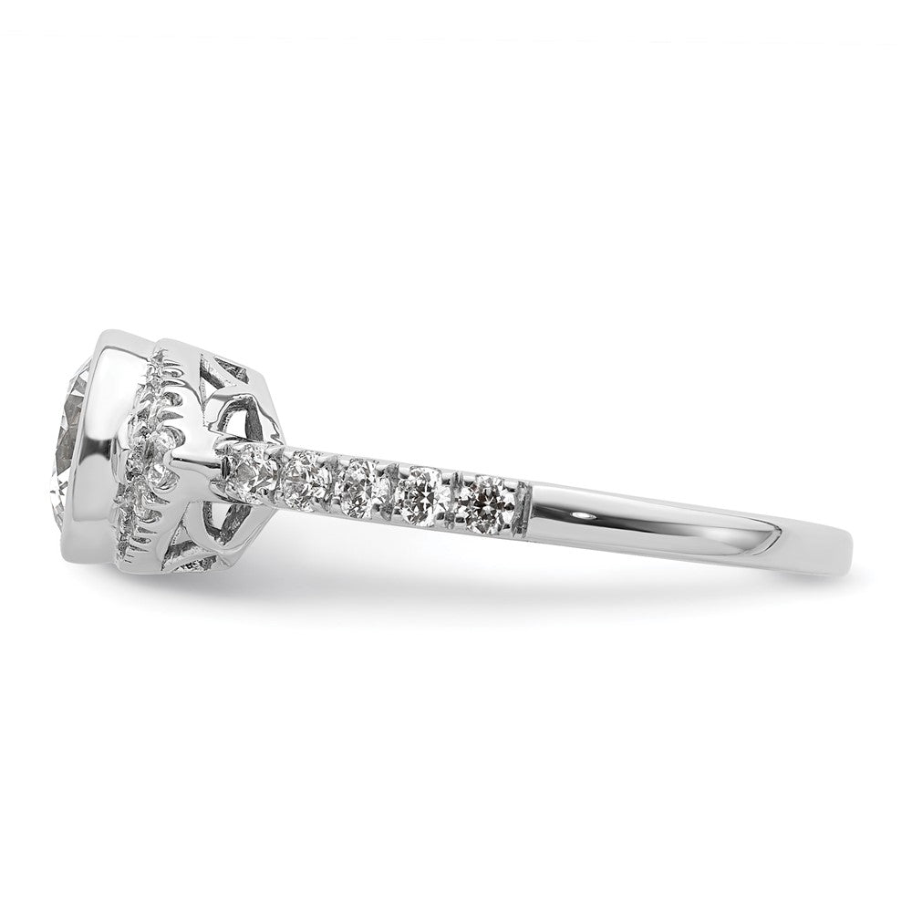 Buy 14K White Gold Halo Engagement Ring - 1 Carat Round Bezel, Stylish Value!