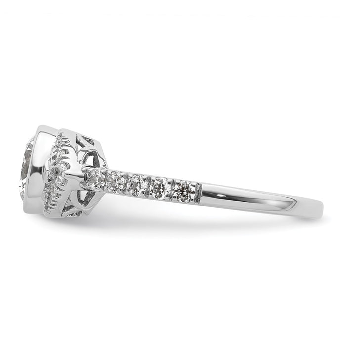 Buy 14K White Gold Halo Engagement Ring - 1 Carat Round Bezel, Stylish Value!-3