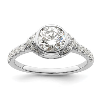 Buy 14K White Gold Halo Engagement Ring - 1 Carat Round Bezel, Stylish Value!