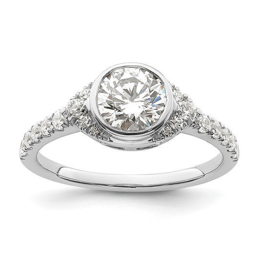 Buy 14K White Gold Halo Engagement Ring - 1 Carat Round Bezel, Stylish Value!