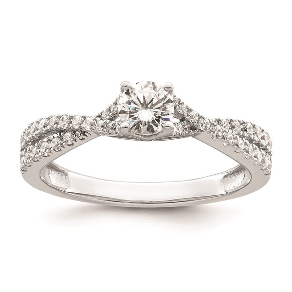 14K White Gold Criss-Cross Engagement Ring, 5/8 Carat Diamonds