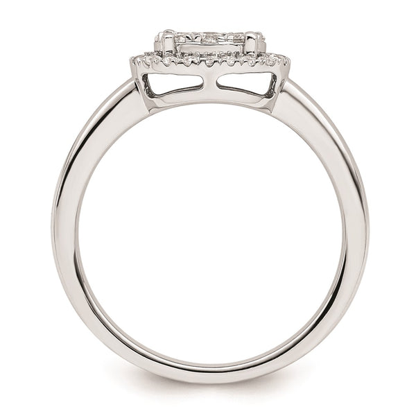 14K White Gold Oval Halo Cluster Engagement Ring - 1/3 Carat Diamond