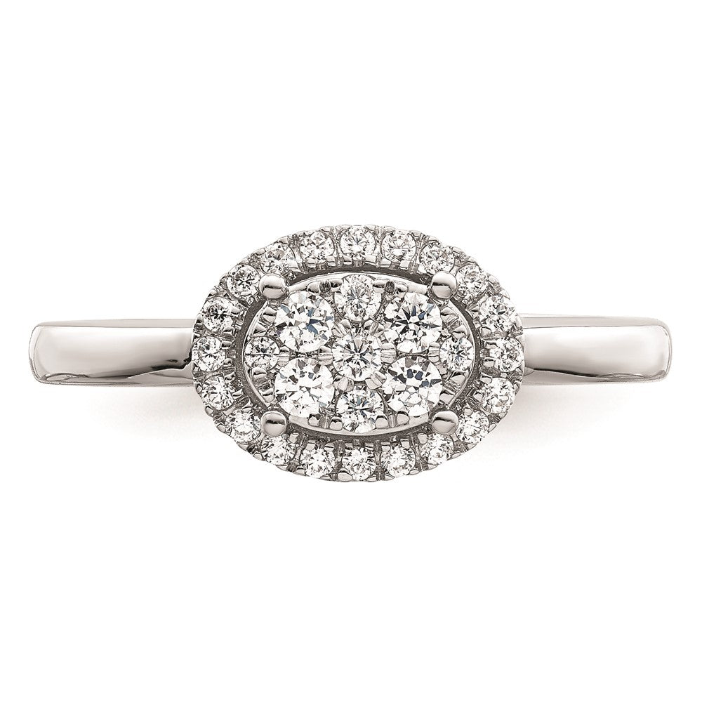 Buy 14K White Gold Oval Halo Cluster Engagement Ring - 1/3 Carat Diamond, Luxury Style