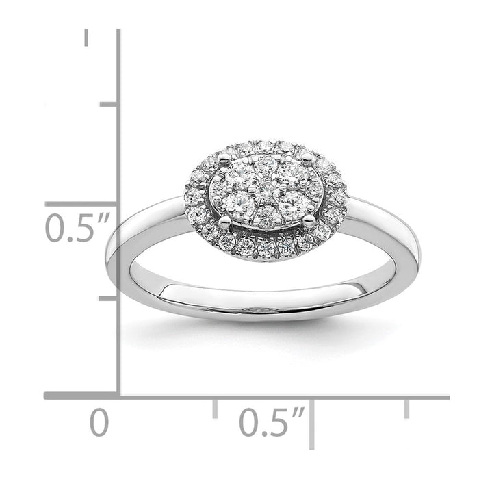 Buy 14K White Gold Oval Halo Cluster Engagement Ring - 1/3 Carat Diamond, Luxury Style-7