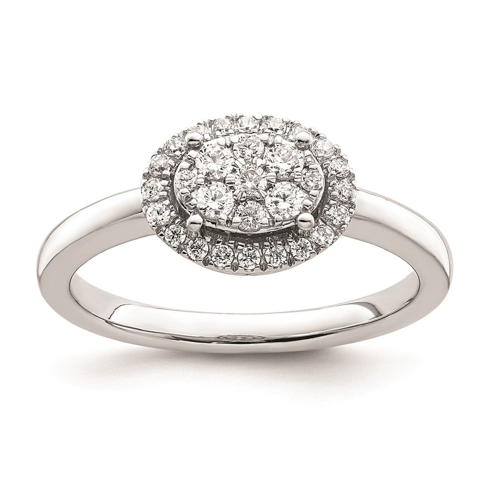 Buy 14K White Gold Oval Halo Cluster Engagement Ring - 1/3 Carat Diamond, Luxury Style