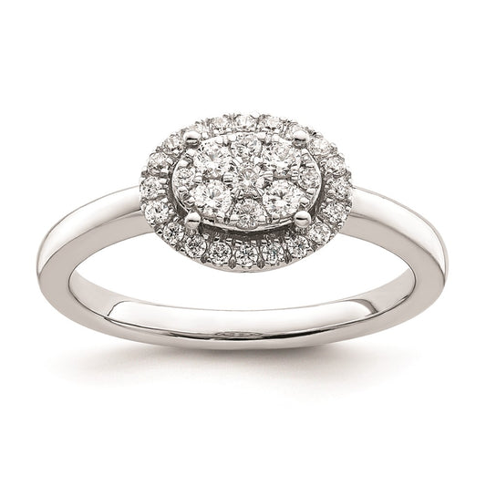 Buy 14K White Gold Oval Halo Cluster Engagement Ring - 1/3 Carat Diamond, Luxury Style