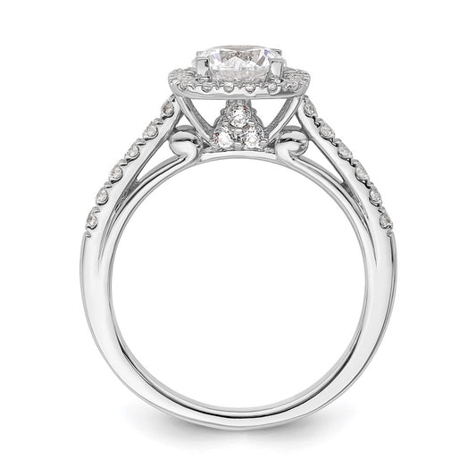 Buy Affordable 14K White Gold Halo Engagement Ring for 1 Carat Center, 6.5mm