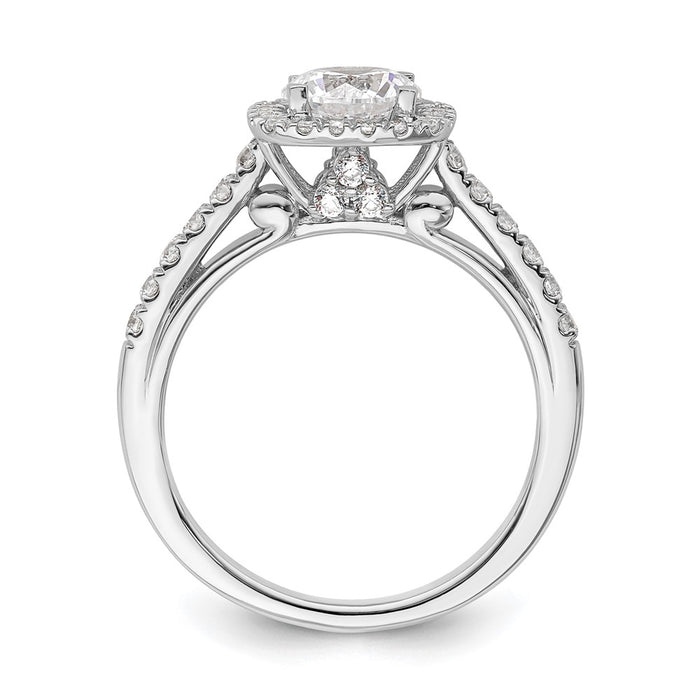 Buy Affordable 14K White Gold Halo Engagement Ring for 1 Carat Center, 6.5mm-2