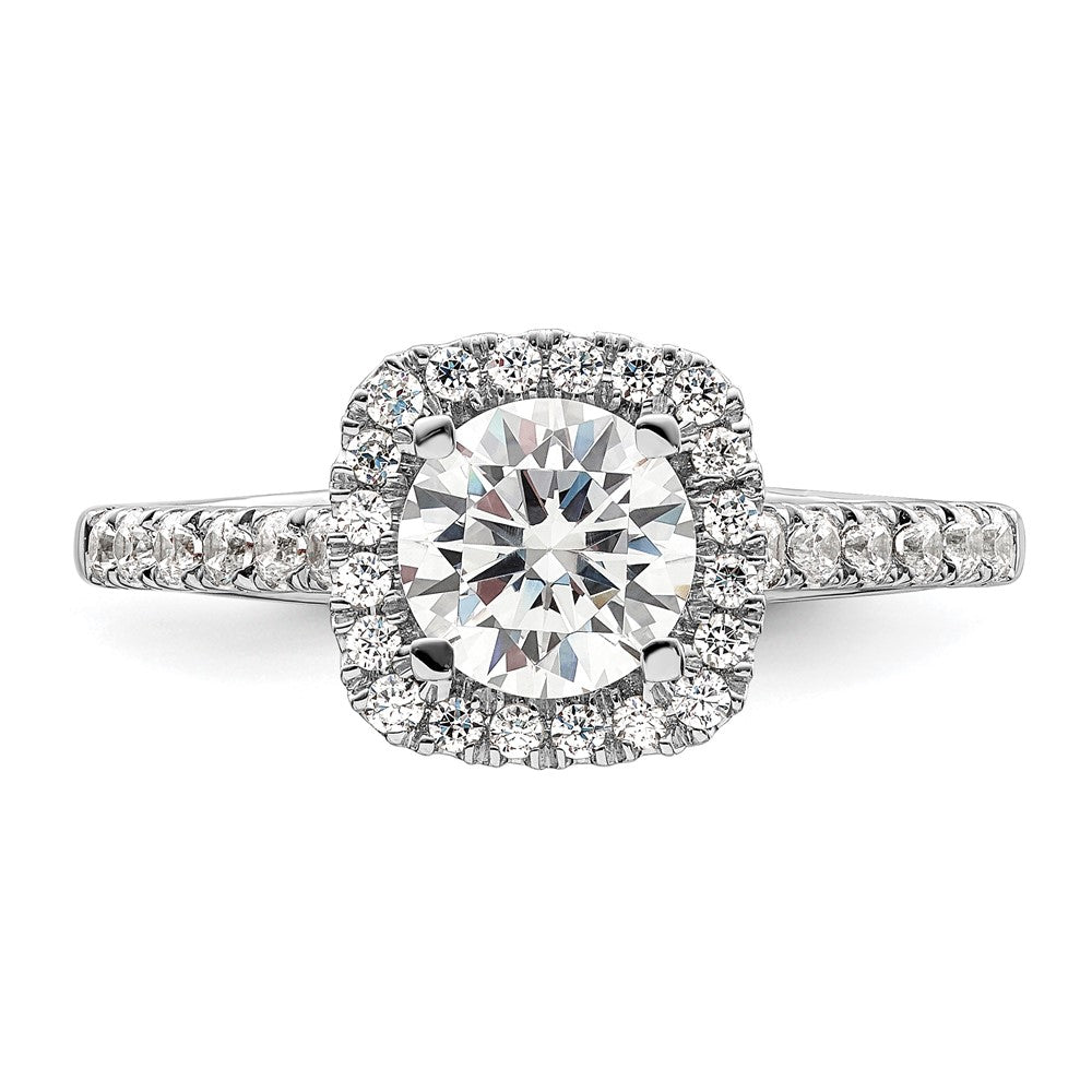 Buy Affordable 14K White Gold Halo Engagement Ring for 1 Carat Center, 6.5mm