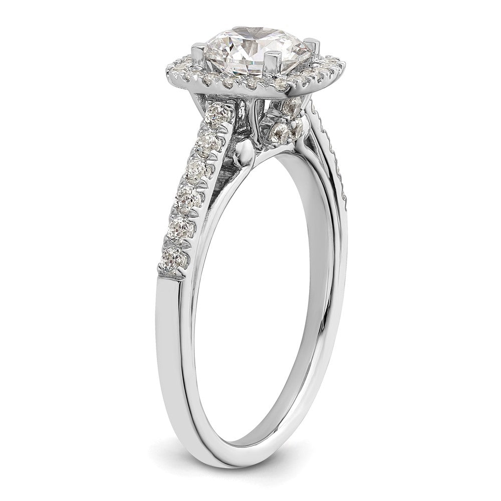 Buy Affordable 14K White Gold Halo Engagement Ring for 1 Carat Center, 6.5mm