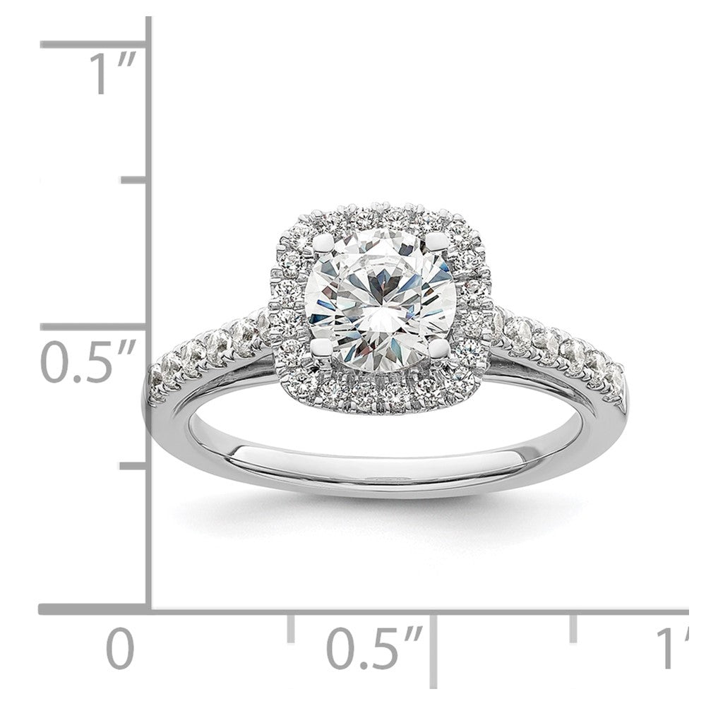 Buy Affordable 14K White Gold Halo Engagement Ring for 1 Carat Center, 6.5mm