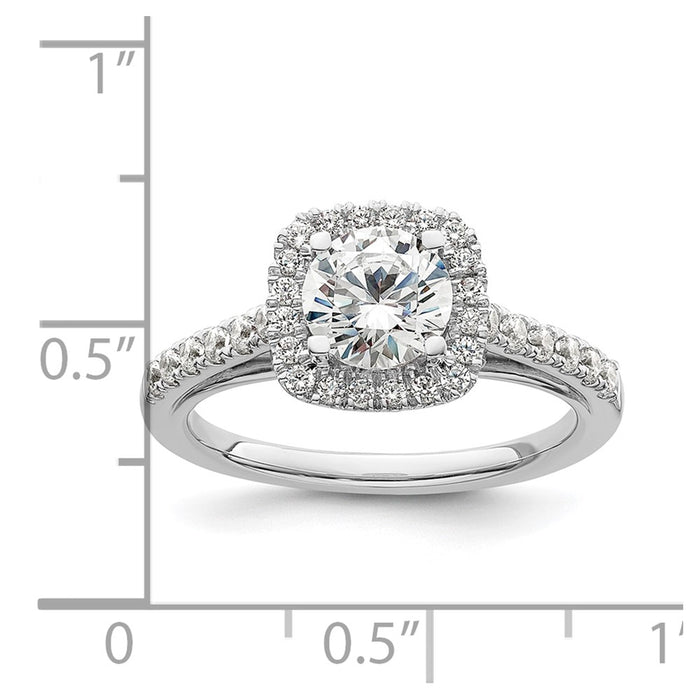 Buy Affordable 14K White Gold Halo Engagement Ring for 1 Carat Center, 6.5mm-7