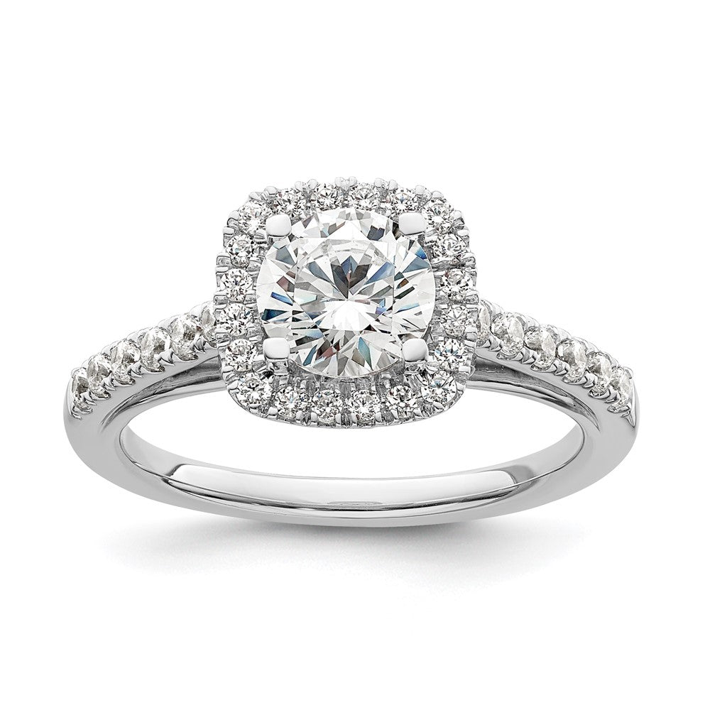 Buy Affordable 14K White Gold Halo Engagement Ring for 1 Carat Center, 6.5mm