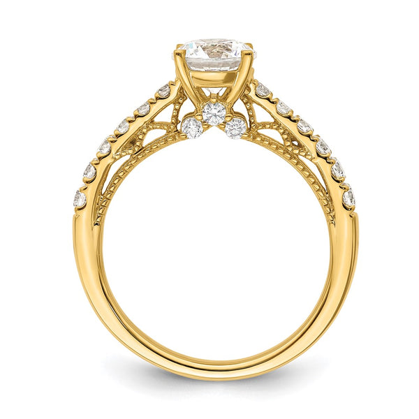 14K Vintage Semi-Mount Engagement Ring 1 Carat with 1/2 Carat Diamonds