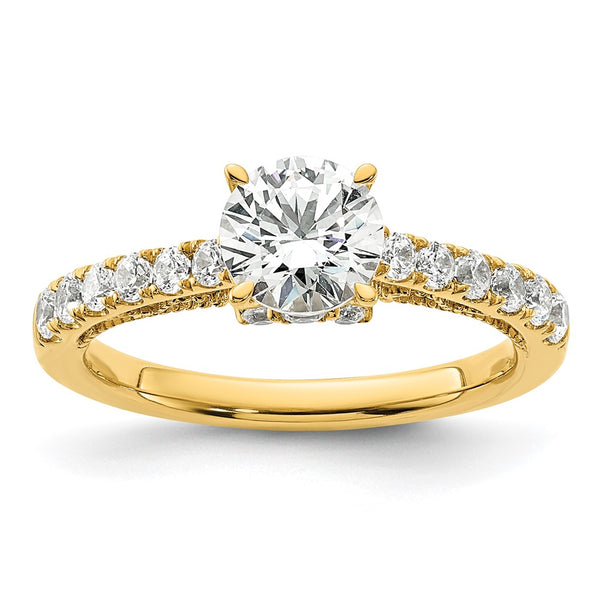 14K Vintage Semi-Mount Engagement Ring 1 Carat with 1/2 Carat Diamonds