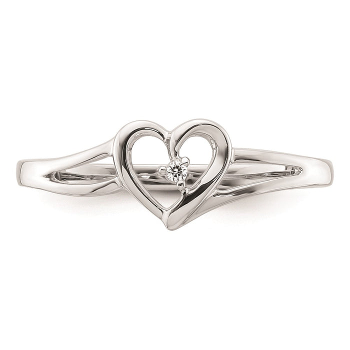Buy 14K White Gold Heart Promise Ring, .01 Carat Diamond - Stylish Engagement Set-4