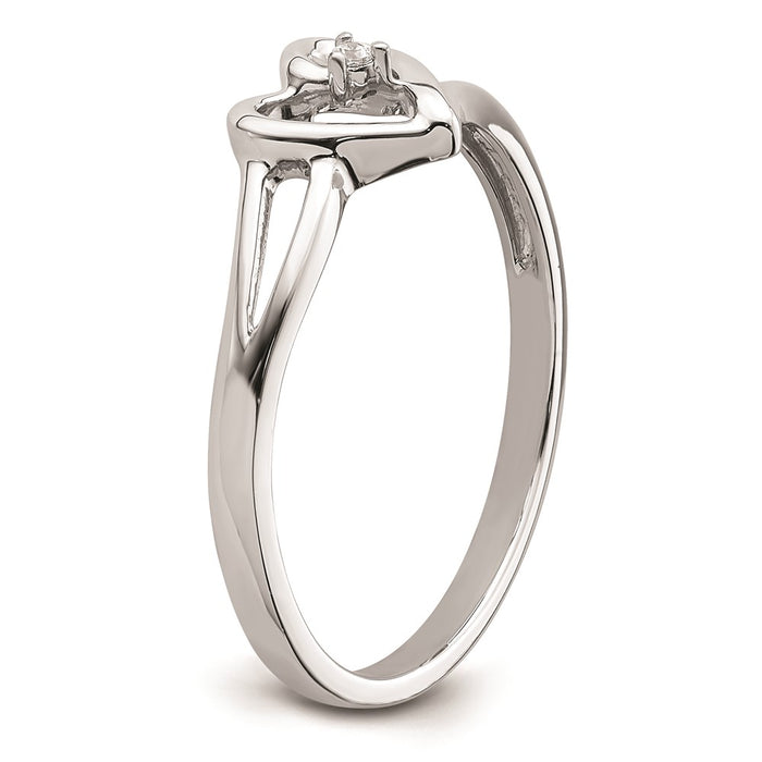 Buy 14K White Gold Heart Promise Ring, .01 Carat Diamond - Stylish Engagement Set-6
