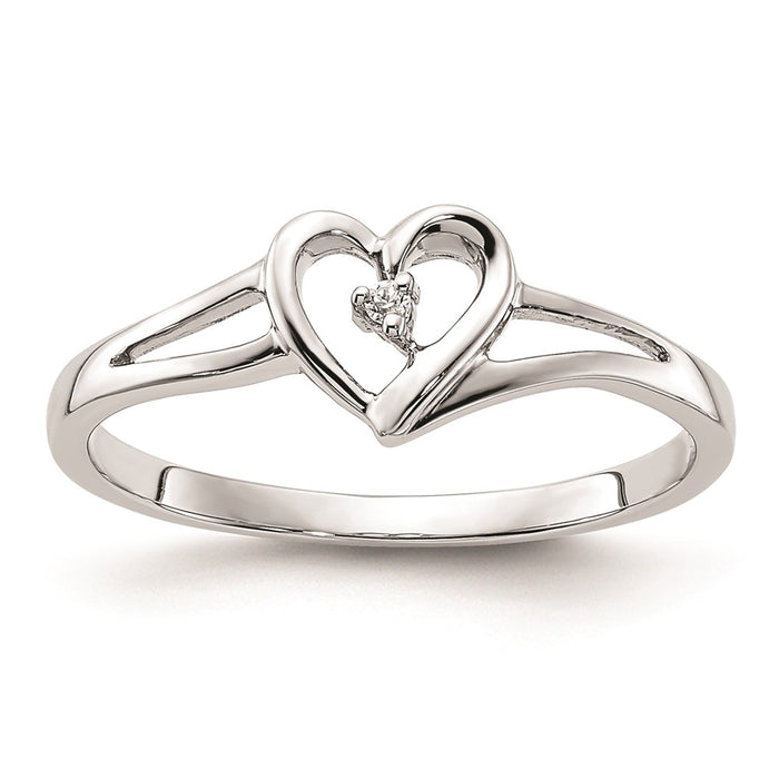 Buy 14K White Gold Heart Promise Ring, .01 Carat Diamond - Stylish Engagement Set-1