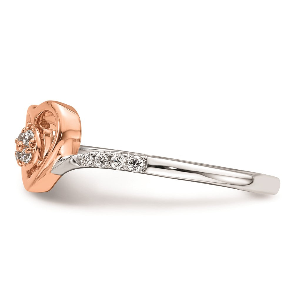 Buy Exclusive 14K White & Rose Gold Heart Cluster Engagement Ring, 1/10 Carat Diamond - Stylish Luxury!