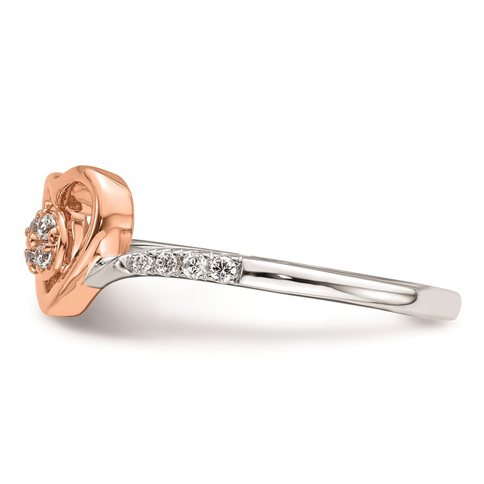 Buy Exclusive 14K White & Rose Gold Heart Cluster Engagement Ring, 1/10 Carat Diamond - Stylish Luxury!-3