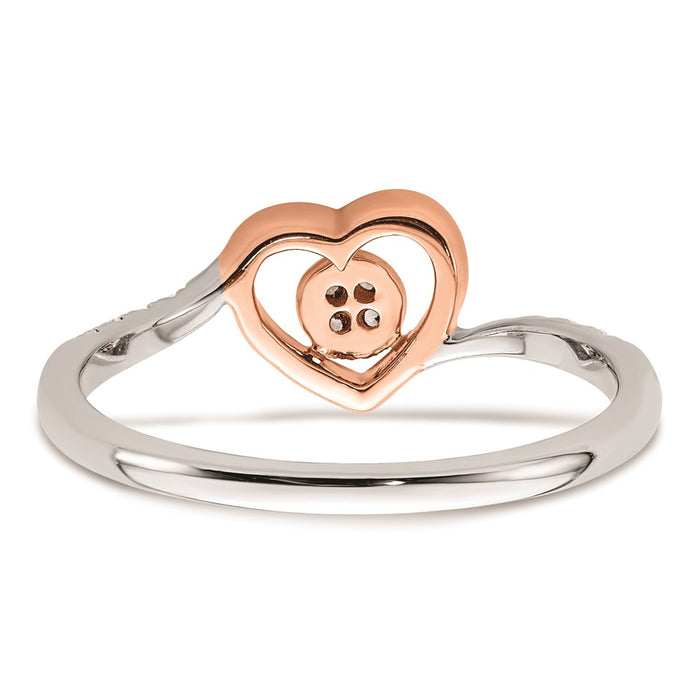 Buy Exclusive 14K White & Rose Gold Heart Cluster Engagement Ring, 1/10 Carat Diamond - Stylish Luxury!-5