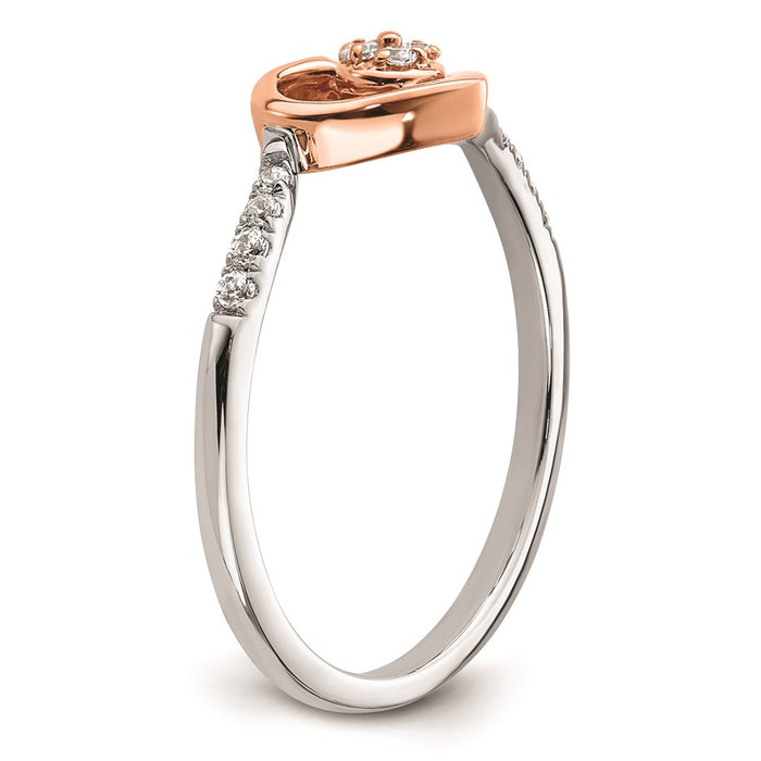 Buy Exclusive 14K White & Rose Gold Heart Cluster Engagement Ring, 1/10 Carat Diamond - Stylish Luxury!-6